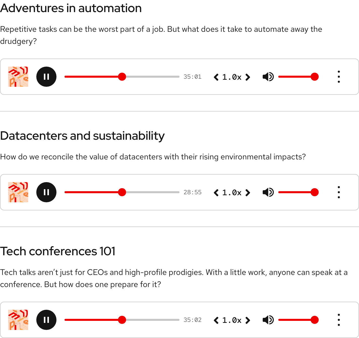 Image of the Compact player in a stacked layout with headers, text, and horizontal rules