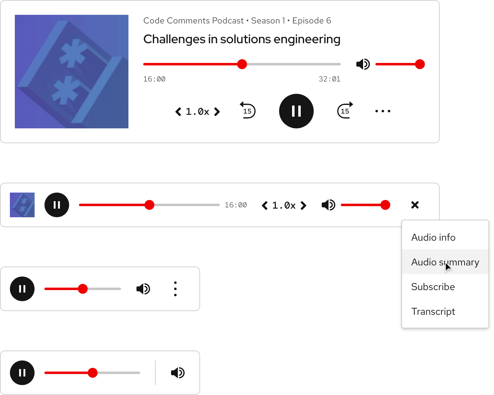 Image of light theme audio players