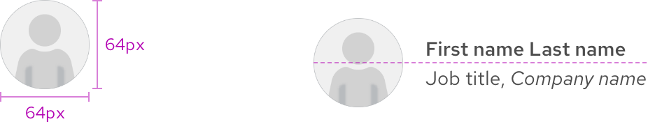 Image of two avatar groups showing specs like height, width, and centering/alignment