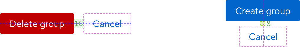 Image of button groups and their horizontal and vertical spacing in between each button