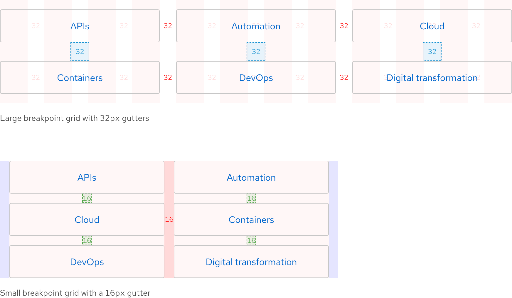 Image of a 
    variety of space values in between Brick variants