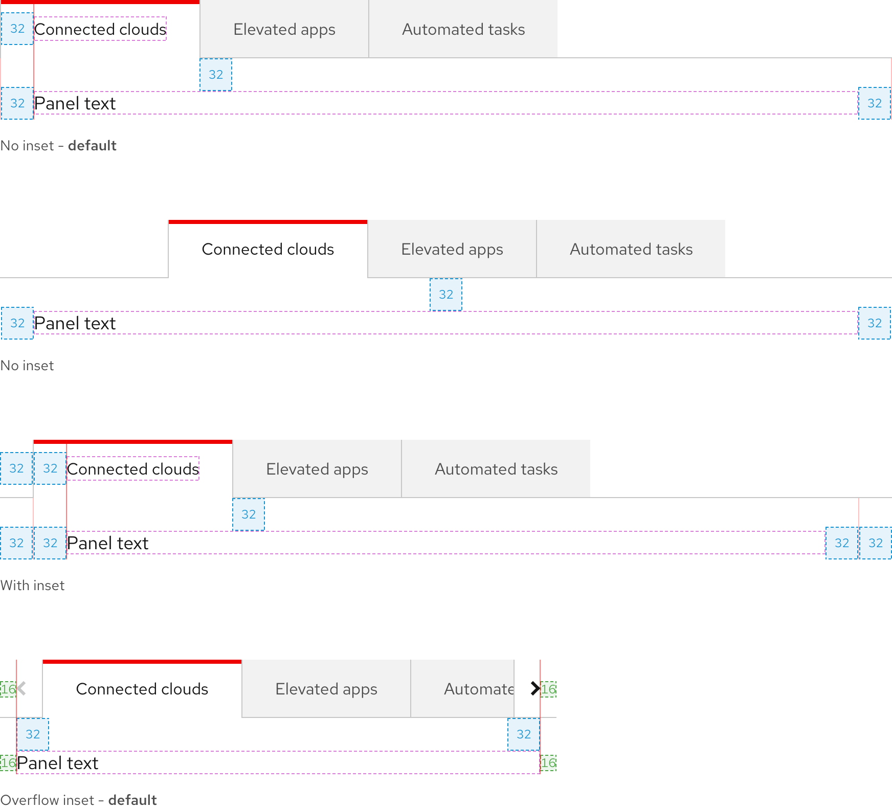 Image of box tabs showing detailed inset specs